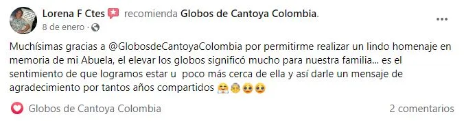 Reseñas Facebook #6, globos de cantoya colombia, de los deseos, linternas chinas, sky lanterns, de papel de sea, Colombia, Cali, Medellín, Bogotá, Barranquilla, Cartagena y Pasto