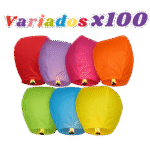 Globo de Cantoya Colores Variados x100