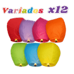 Globo de Cantoya Colores Variados x12