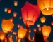 Lanzamiento de globos de Cantoya en un evento cultural