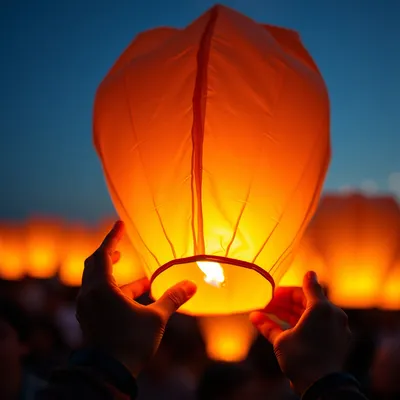 Persona encendiendo un Globo de Cantoya
