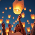 Lanzamiento de globos de Cantoya en un evento corporativo