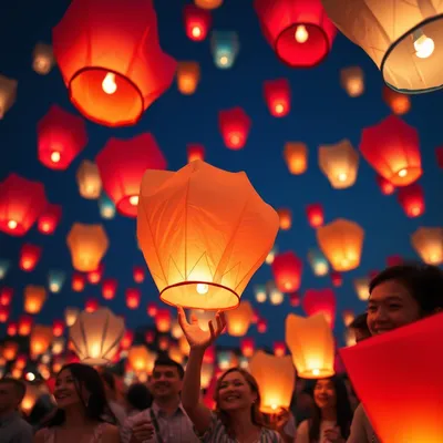 Globos de Cantoya iluminando un evento corporativo