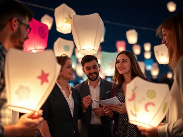 Planificación de uso de globos de Cantoya en un evento corporativo.