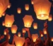 Grupo de personas lanzando globos de Cantoya en celebración