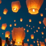 Evento corporativo con globos de Cantoya biodegradables en el cielo.