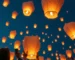 Evento corporativo con globos de Cantoya biodegradables en el cielo.